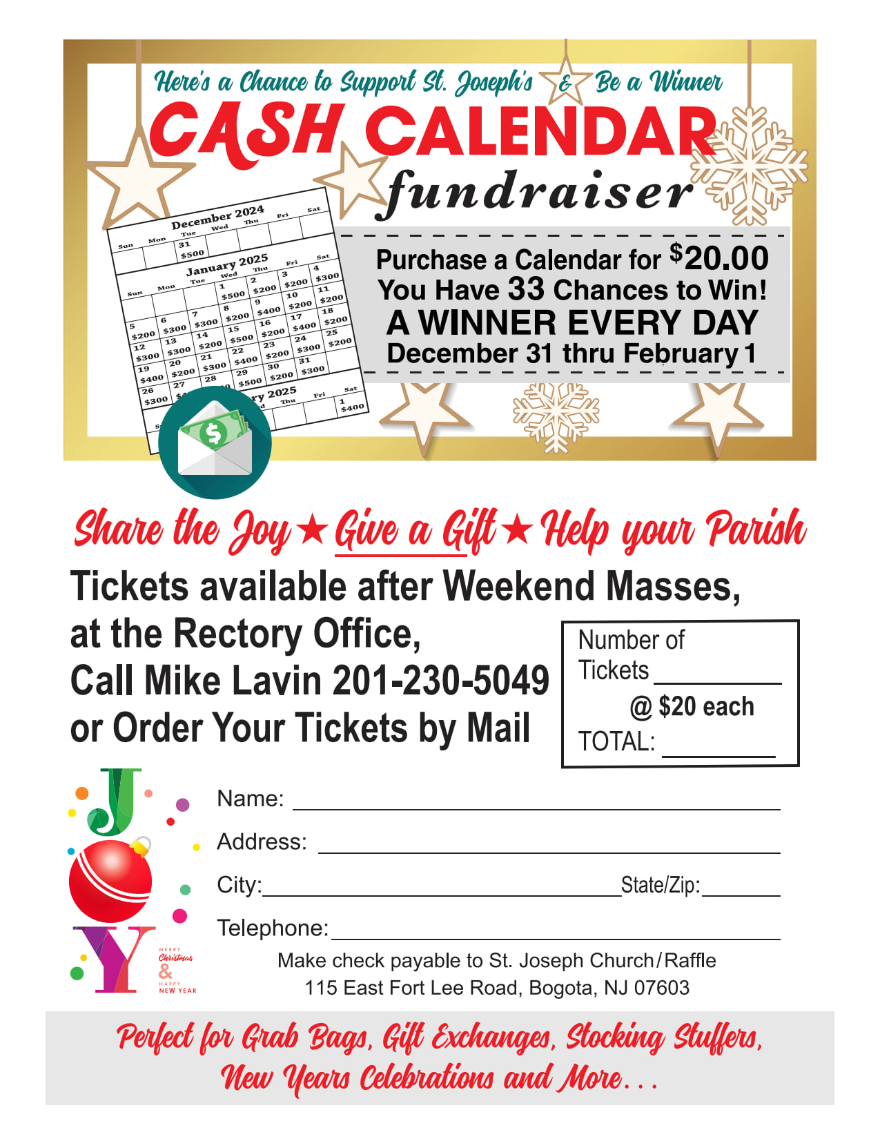 2025 Calendar Raffle | St. Joseph Church